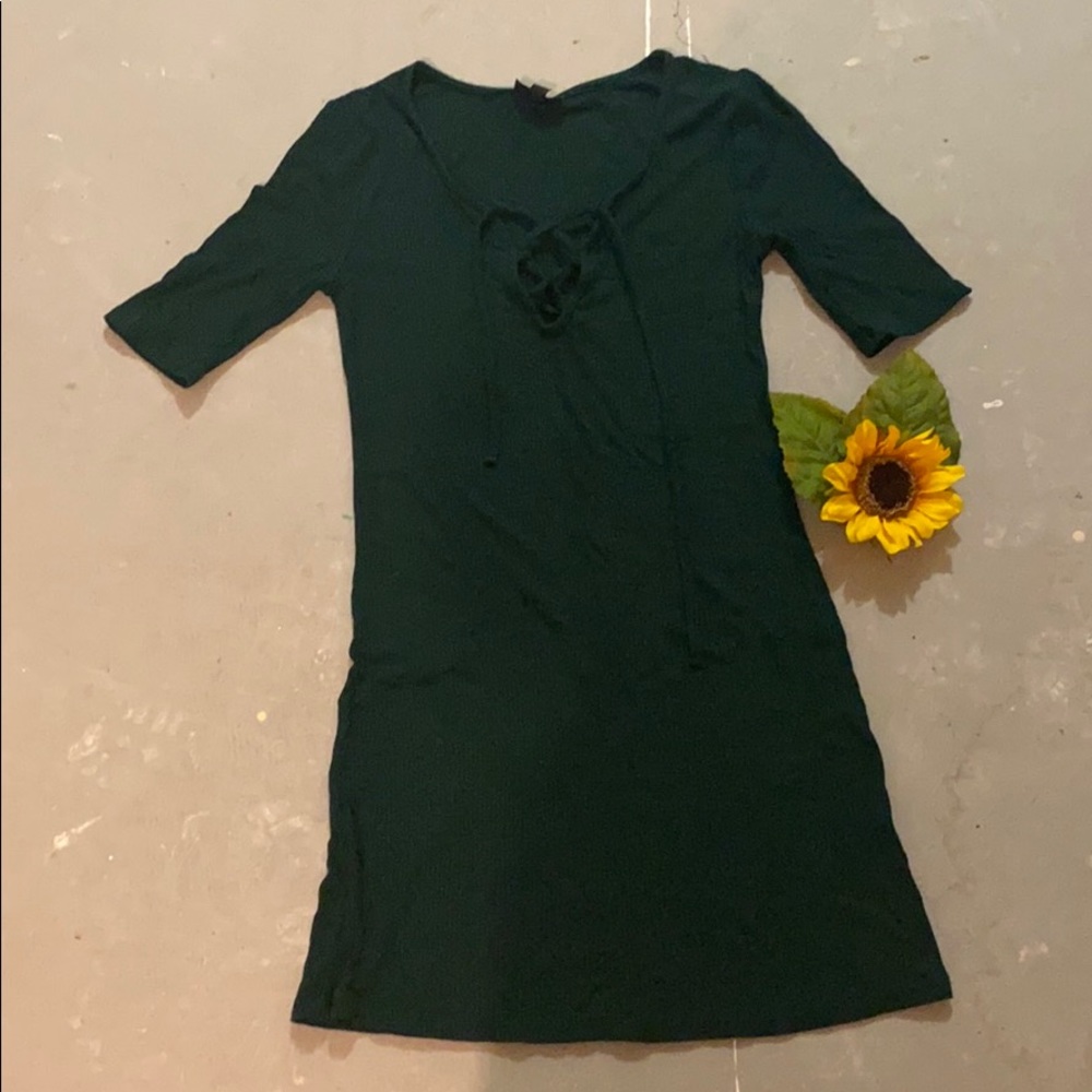 Mini dark green dress